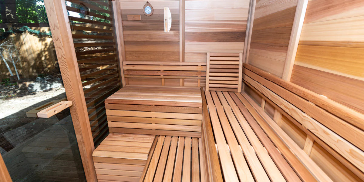 Urban Cedar Glass Outdoor Sauna 9FTx7FT With Porch